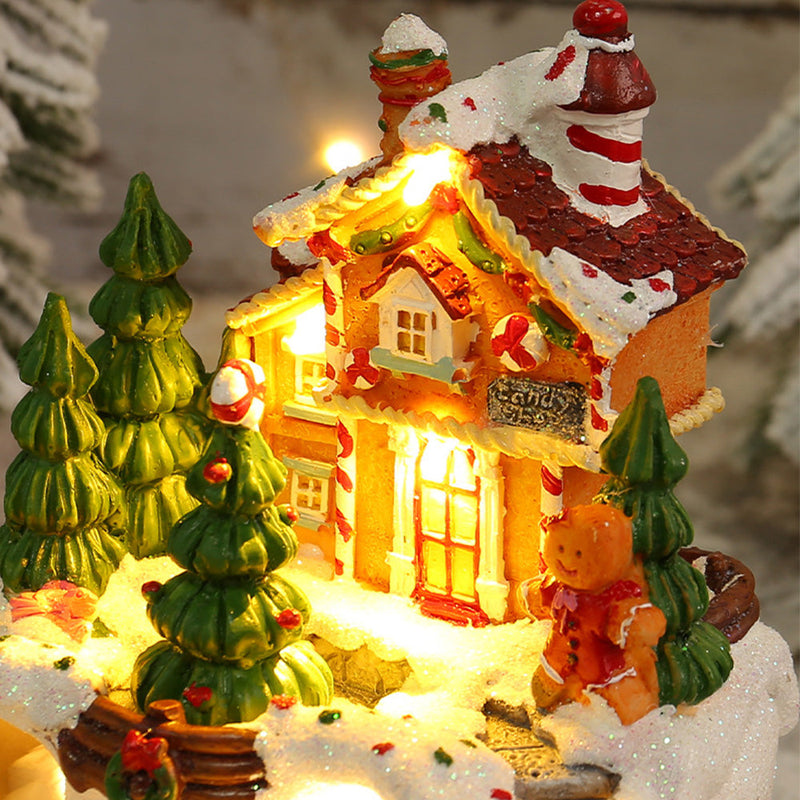 Warm Village House Resin Christmas Lighting with Music Box & Motorized Train - Perfect Holiday Decor | Ecomvera