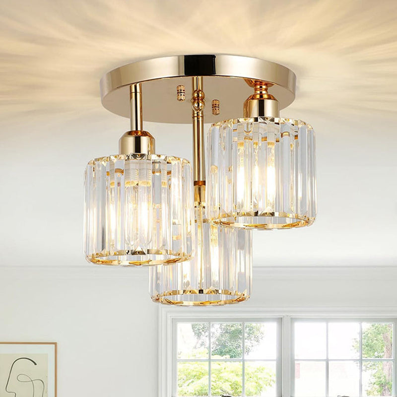 Modern Crystal Semi Flush Bedroom Ceiling Light - Elegant Iron & Glass Fixture | Ecomvera