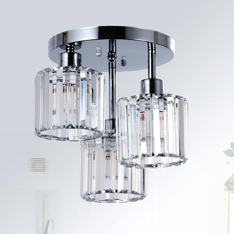 Modern Crystal Semi Flush Bedroom Ceiling Light - Elegant Iron & Glass Fixture | Ecomvera