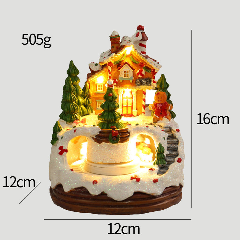 Warm Village House Resin Christmas Lighting with Music Box & Motorized Train - Perfect Holiday Decor | Ecomvera