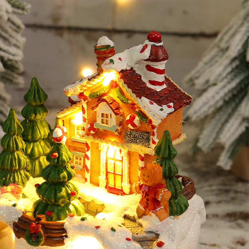 Warm Village House Resin Christmas Lighting with Music Box & Motorized Train - Perfect Holiday Decor | Ecomvera