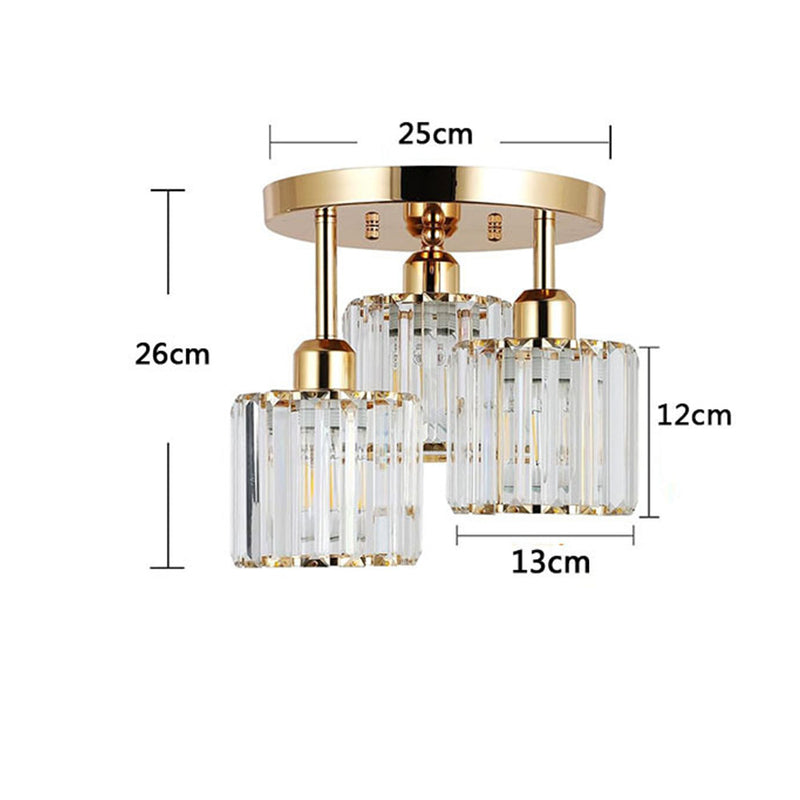 Modern Crystal Semi Flush Bedroom Ceiling Light - Elegant Iron & Glass Fixture | Ecomvera