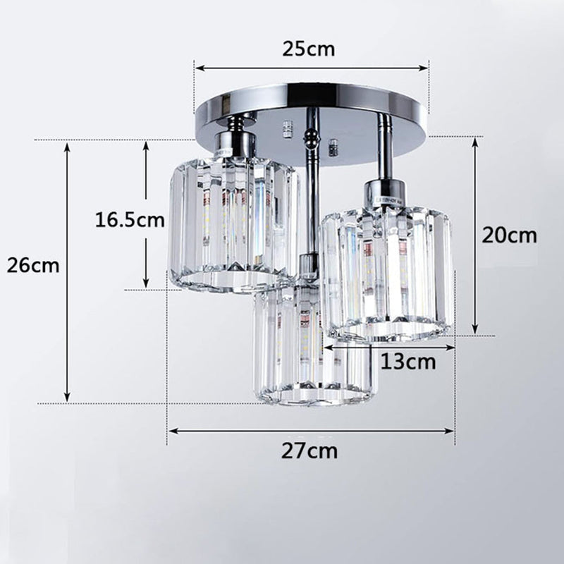 Modern Crystal Semi Flush Bedroom Ceiling Light - Elegant Iron & Glass Fixture | Ecomvera