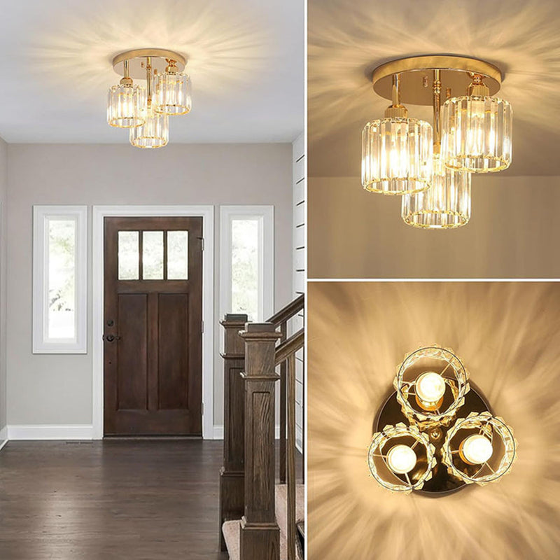 Modern Crystal Semi Flush Bedroom Ceiling Light - Elegant Iron & Glass Fixture | Ecomvera