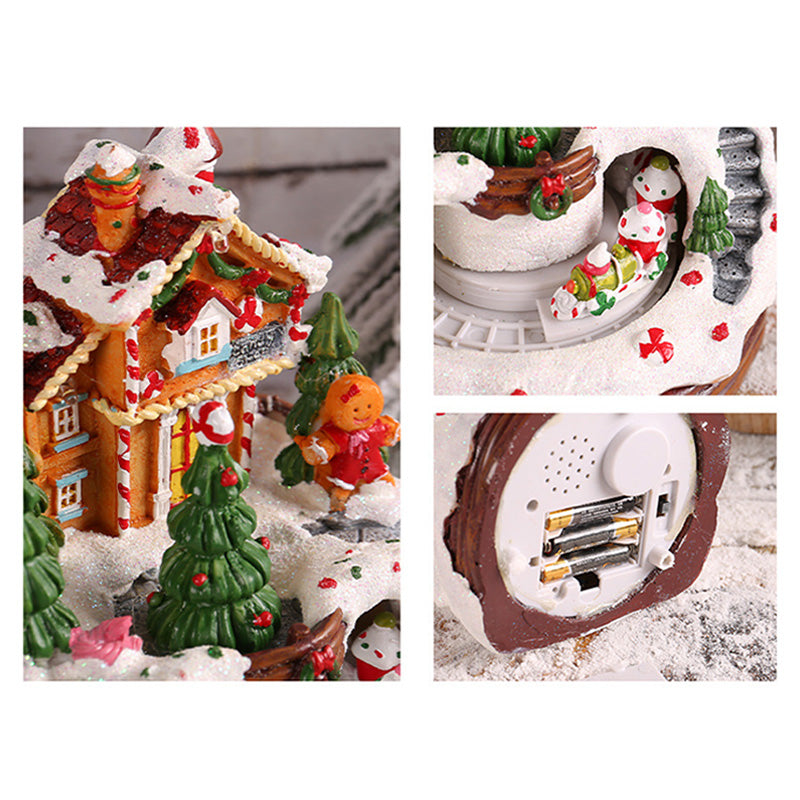 Warm Village House Resin Christmas Lighting with Music Box & Motorized Train - Perfect Holiday Decor | Ecomvera