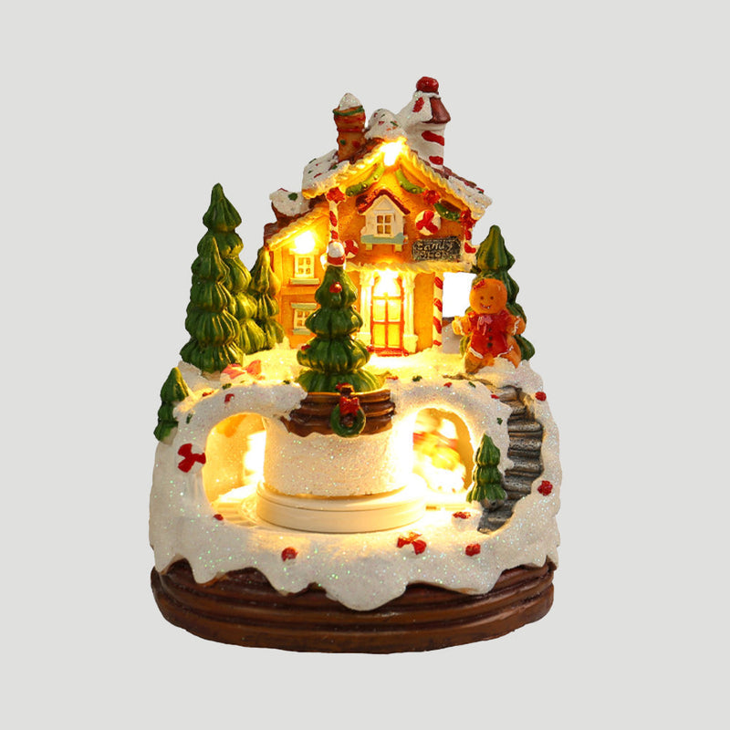 Warm Village House Resin Christmas Lighting with Music Box & Motorized Train - Perfect Holiday Decor | Ecomvera