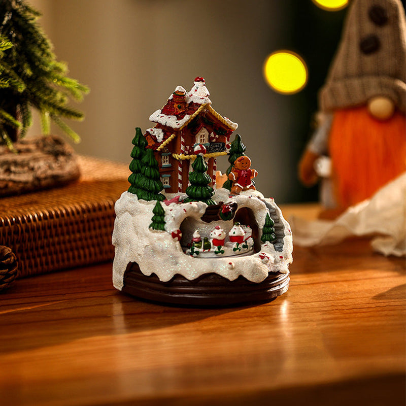 Warm Village House Resin Christmas Lighting with Music Box & Motorized Train - Perfect Holiday Decor | Ecomvera