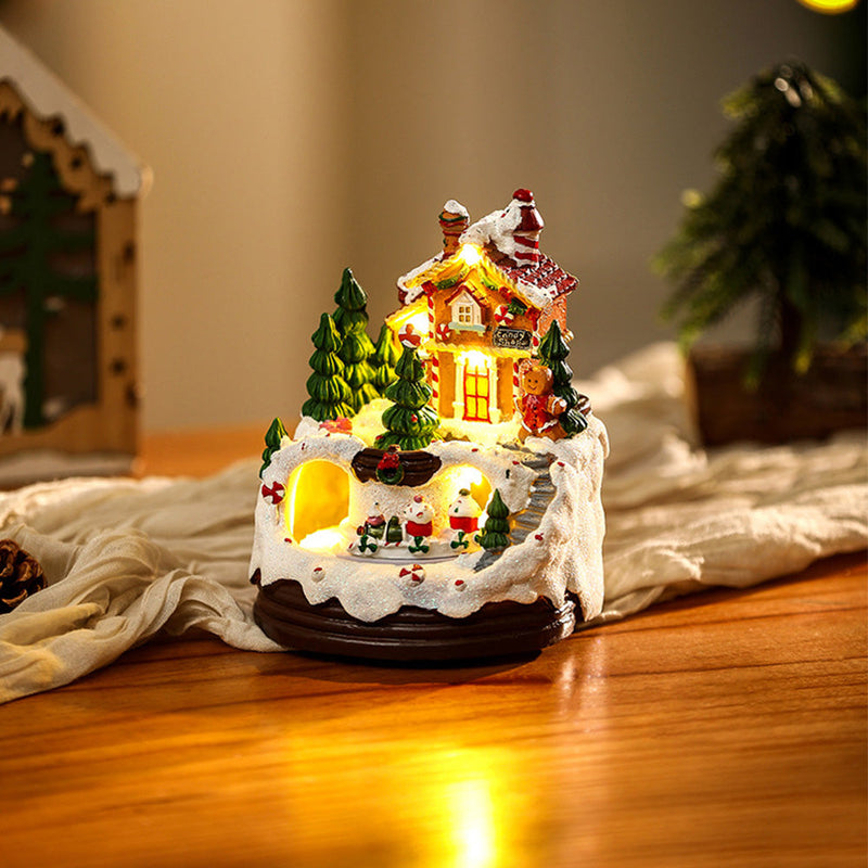 Warm Village House Resin Christmas Lighting with Music Box & Motorized Train - Perfect Holiday Decor | Ecomvera