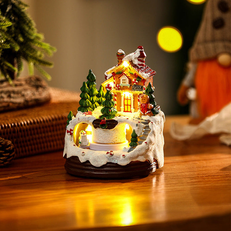 Warm Village House Resin Christmas Lighting with Music Box & Motorized Train - Perfect Holiday Decor | Ecomvera